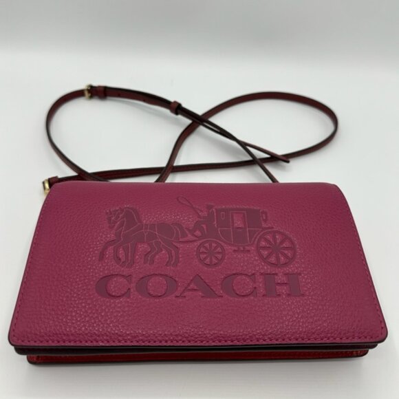 💰SALE💰 NWOT Coach Horse & Carriage Anna Fold-Over Clutch Crossbody + Charm - Picture 4 of 16